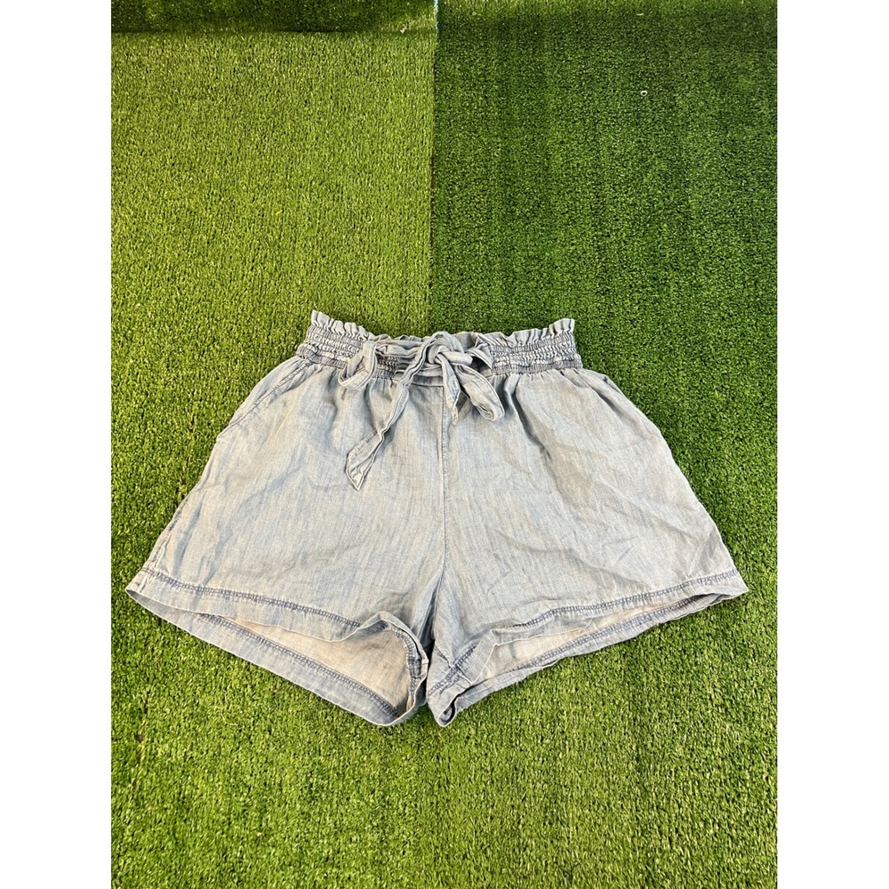 Hollister Ultra High-Rise Paperbag‎ Waist Chambray Shorts Light Blue Womens M